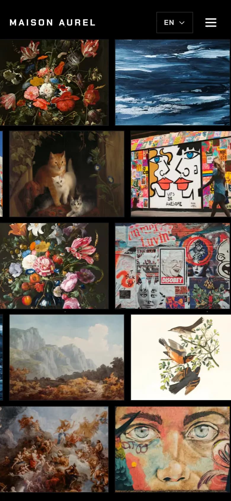 Maison Aurel on mobile: home page hero