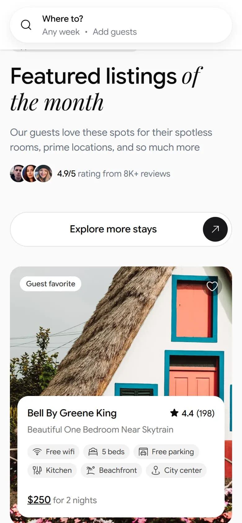 Tripvale on mobile: a key section