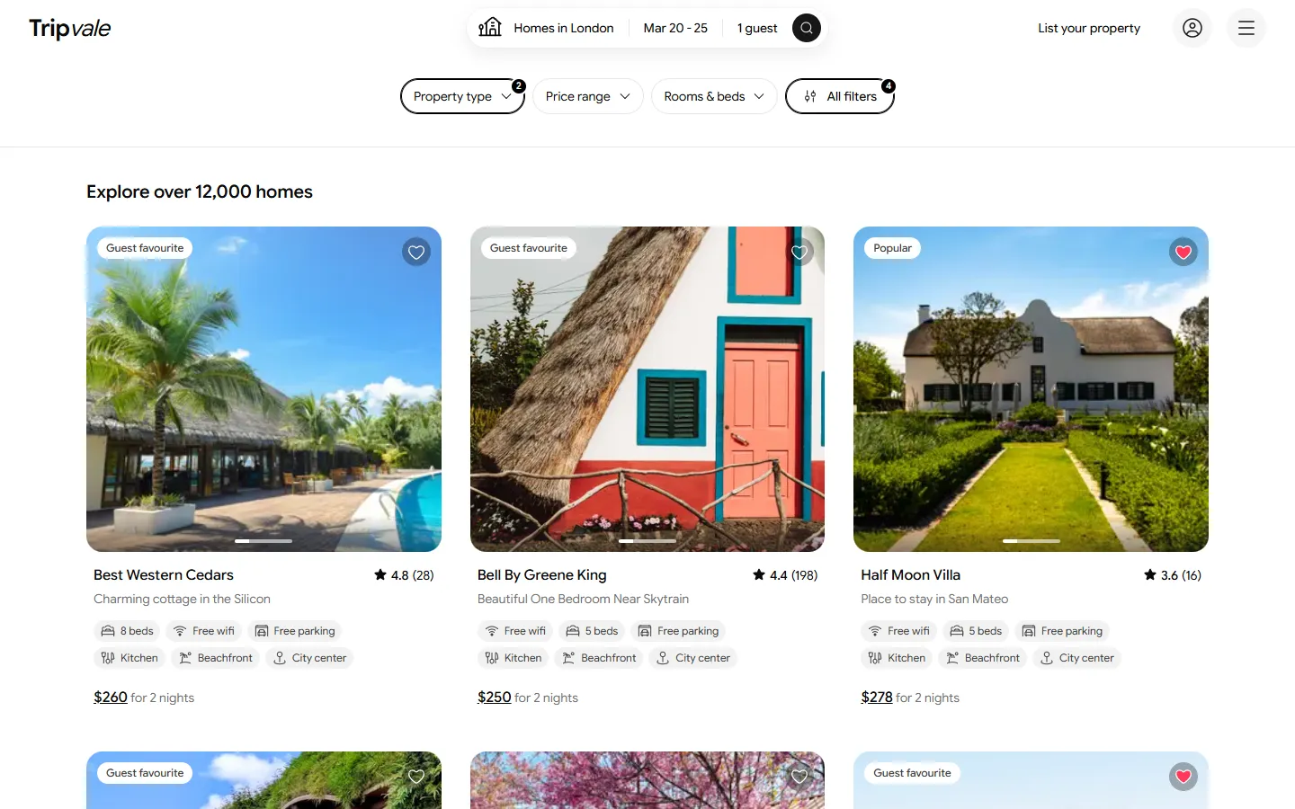 Tripvale: Stay search