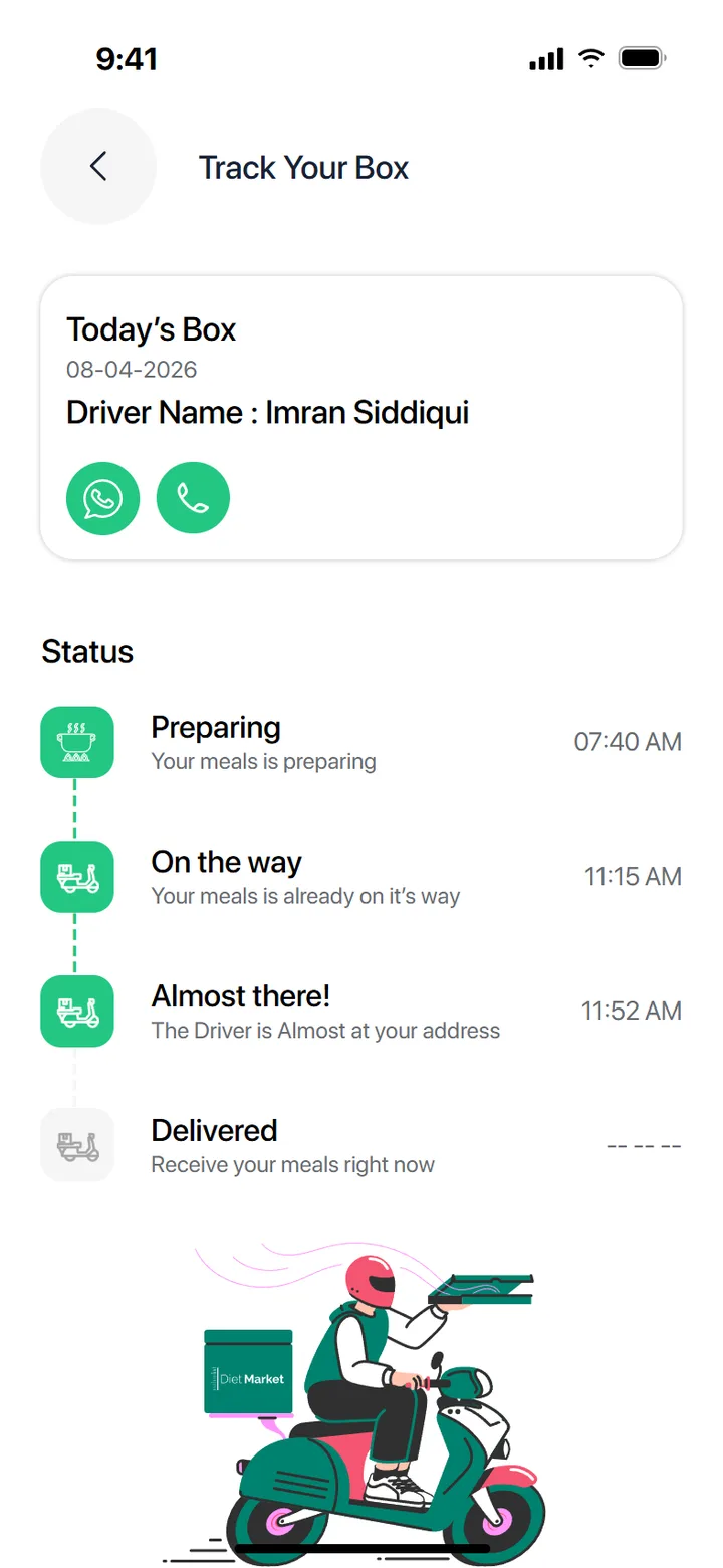 Track your box with driver and delivery status