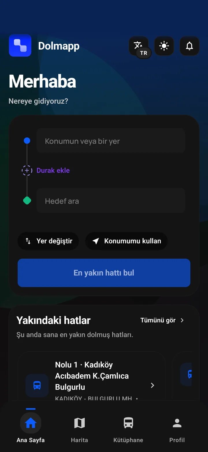 Home screen, dark