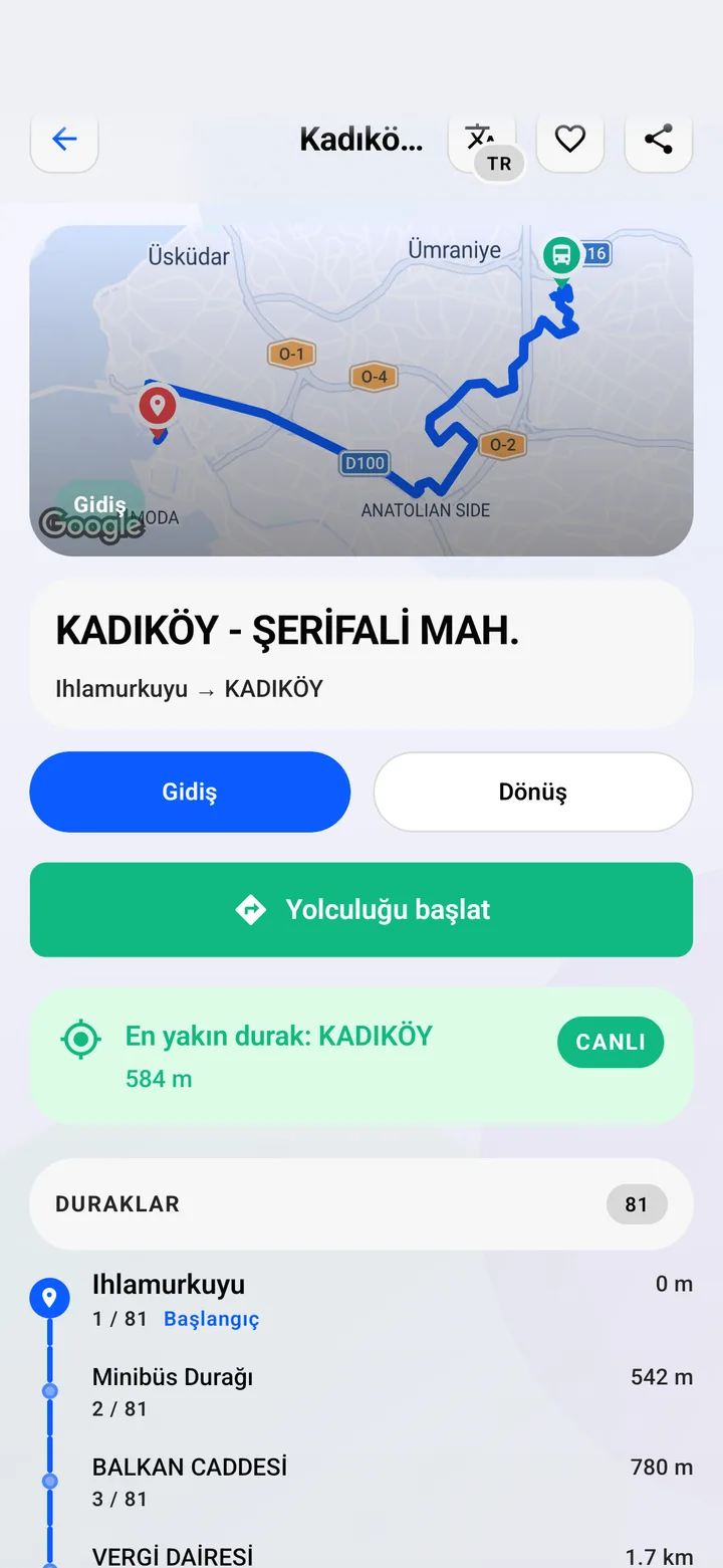 Line detail with direction toggle
