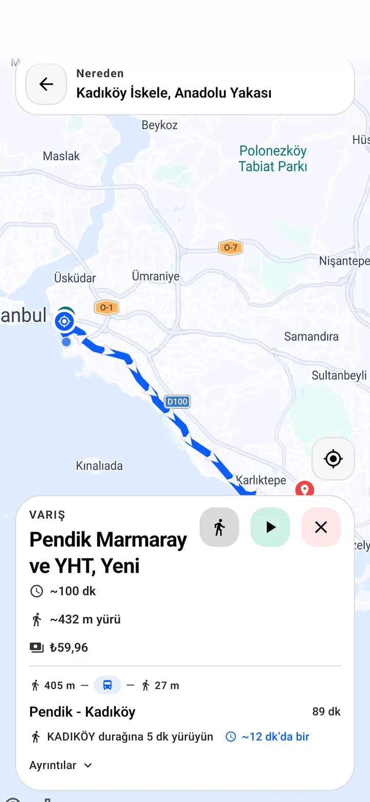 Trip result on the map