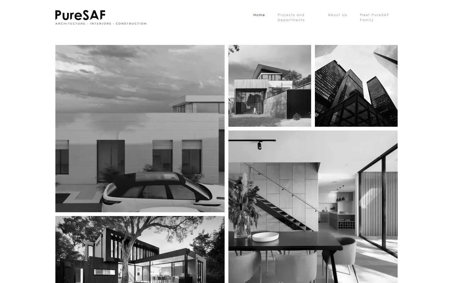 Direction A home page: a black and white masonry gallery