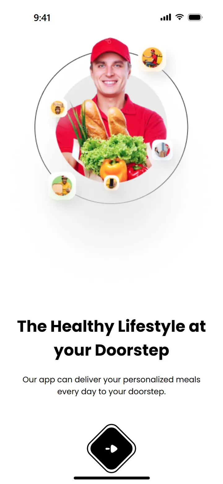 Walkthrough screen with delivery illustration