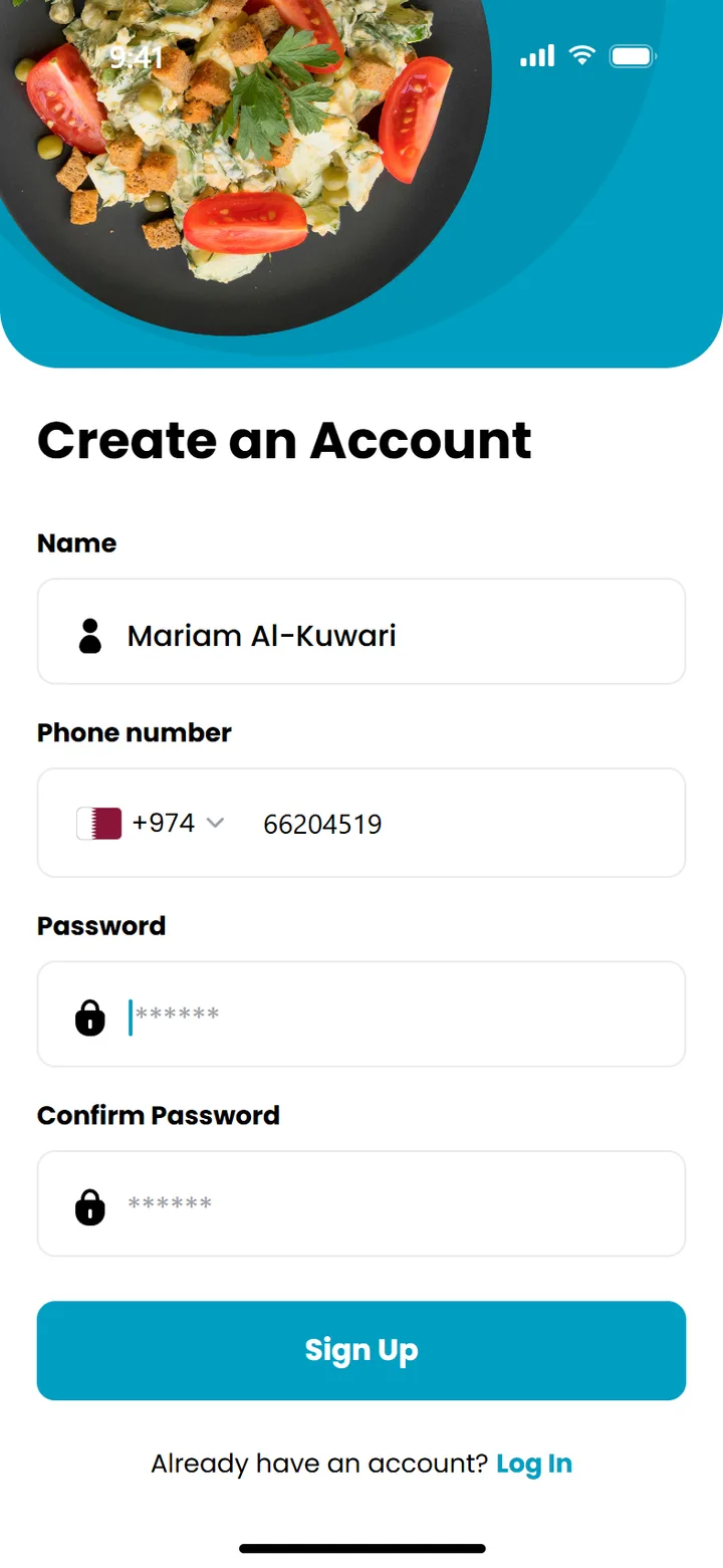 Create an account form