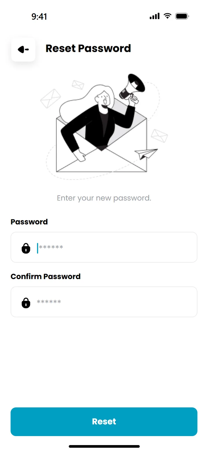 Reset password screen