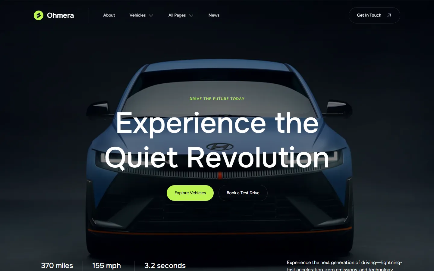 Ohmera home page, section 1
